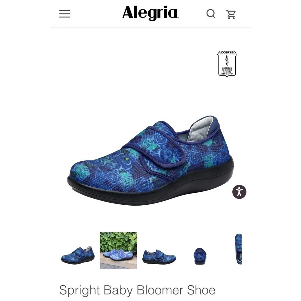 Alegria Spright Baby Bloomer Shoes Size 7 -7.5 37 Blue Knit Slip-On Comfort Flat - Picture 12 of 12